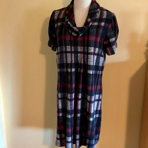Plaid Knit JH Dress with cowl neckline size PXL